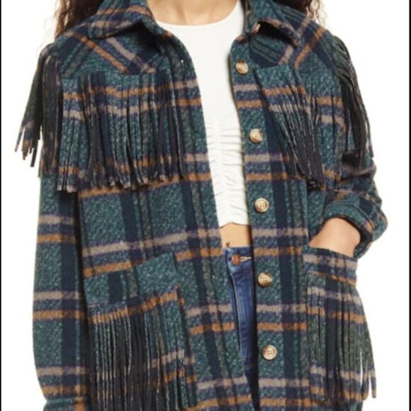 Green BLANKNYC Fringe Plaid Shacket • Medium Loose Fit • Fall Winter must have - Picture 16 of 16